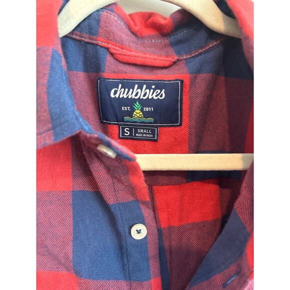 NWOT Chubbies Checkered Plaid Classic Flannel Size Small Blue Red - Picture 2 of 5